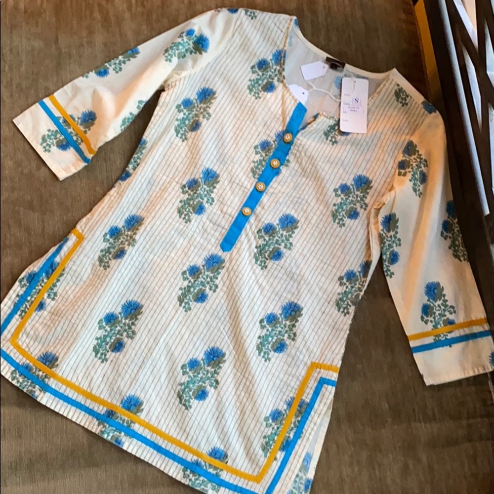 NWT Yellow Indian style floral shirt